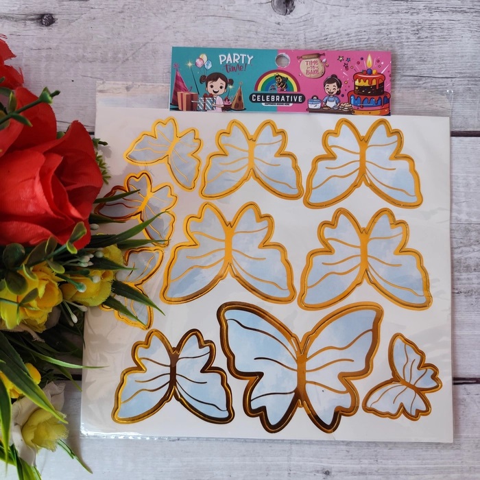 10 Pcs Sky Blue Butterfly Topper With Stick 10 Pcs Sky Blue Butterfly Topper With Stick