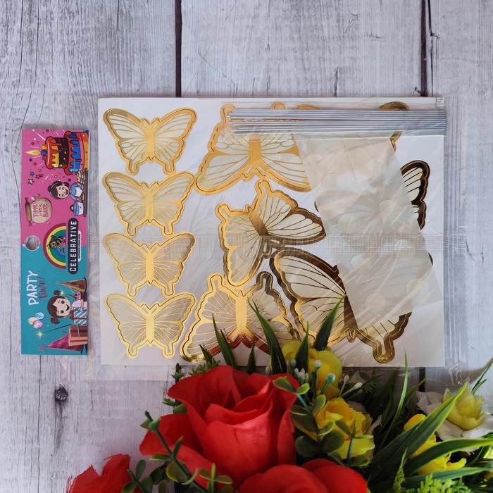 10 Pcs Yellow Butterfly With Stick 10 Pcs Yellow Butterfly With Stick