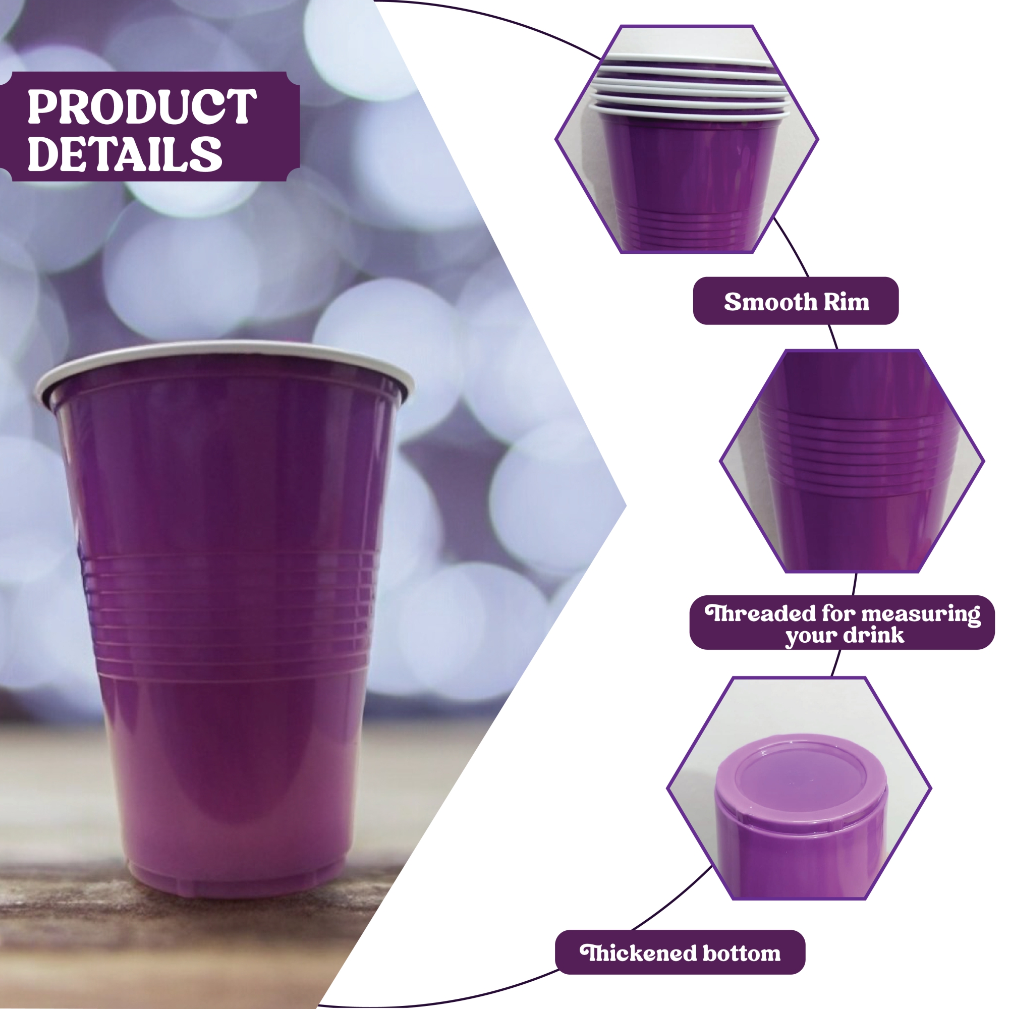 Set of 10 | 450ml Purple Pong Glasses | Reusable Party Drinking Cups | Eco-Friendly Multipurpose Glasses | for Parties, Events & More Set of 10 | 450ml Purple Pong Glasses | Reusable Party Drinking Cups | Eco-Friendly Multipurpose Glasses | for Parties, Events & More