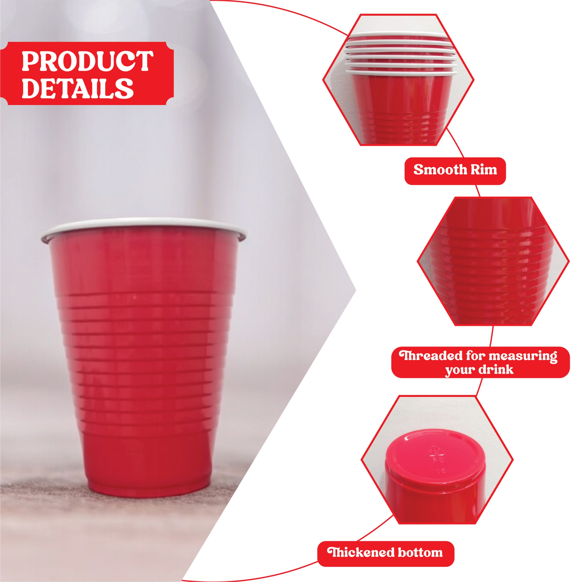 Set of 10 | 360ml Pong Glasses | Reusable Party Drinking Glasses for New Year, Bachelor, Retirement, Wedding, Adults Parties & Games | Pong Cups | Party Supplies