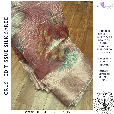 CRUSHED TISSUE SILK SAREE  DVFSTES23768