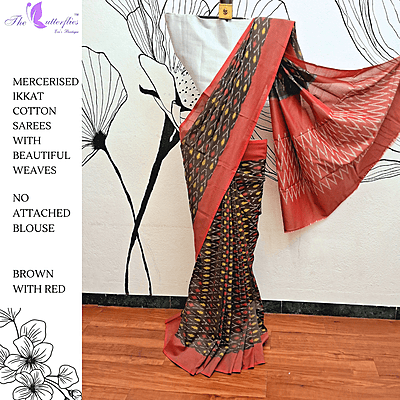 IKKAT  MERCERISED  COTTON SAREE   BGHSDIC23314