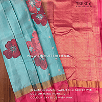 HAND PAINTED PURE KANCHIVARAM SOFT SILK SASSSIL21332 HAND PAINTED PURE KANCHIVARAM SOFT SILK SASSSIL21332