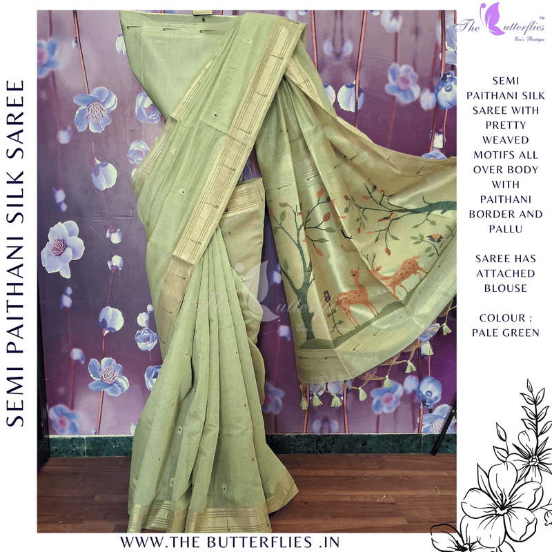 SEMI PAITHANI SILK SAREE MHTSSIL24337 SEMI PAITHANI SILK SAREE MHTSSIL24337