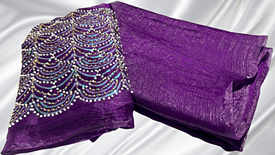 Space Silk Dual Designer Saree - Violet