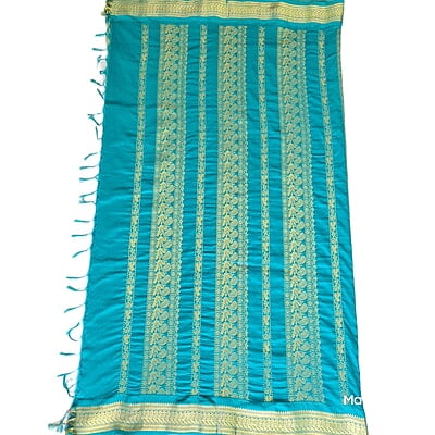Pastel Teal Blue Kalyani Cotton Saree wTth Teal Blue border Pastel Teal Blue Kalyani Cotton Saree wTth Teal Blue border