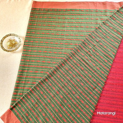 Green Embroidered Bengal Saree Green Embroidered Bengal Saree