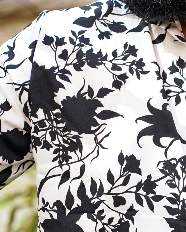 Rawscal Men’s Slim Fit Floral Printed Shirt – Black & White | Body Fit | Full Sleeves