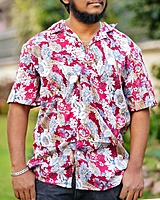 Rawscal Men’s Tropical Floral Print Shirt | Half Sleeves | Casual Resort Wear