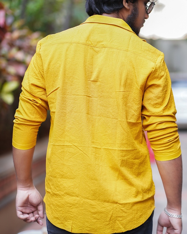 Golden Yellow Textured | Body Fit | Full Sleeves