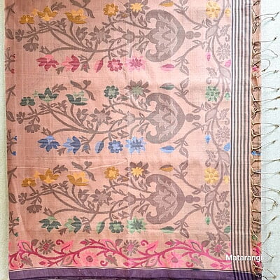 Light Brown Bengal Cotton Handloom Saree