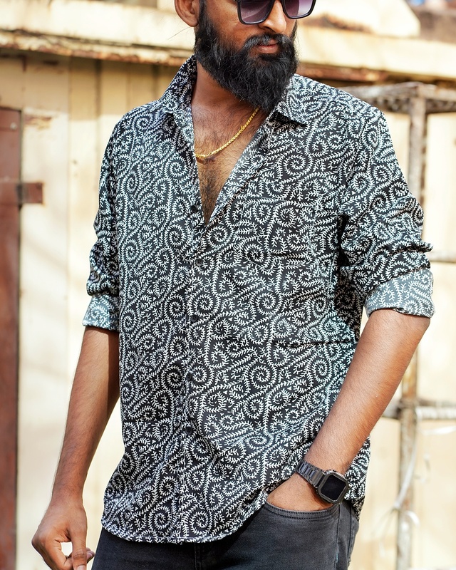 Black Abstract Printed | Body Fit | Full Sleeves