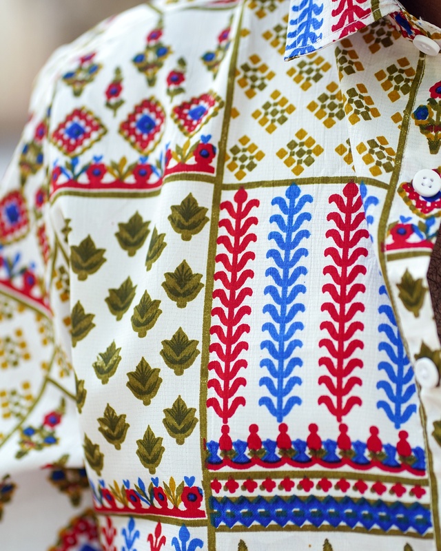 White Abstract Multi Coloured Printed | Body Fit | Full Sleeves