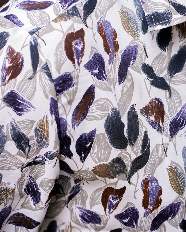 White Floral Printed | Body Fit | Full Sleeves