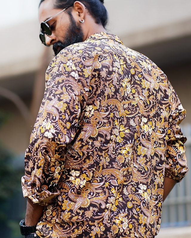 Shady Brown Floral Abstract | Body Fit | Full Sleeves