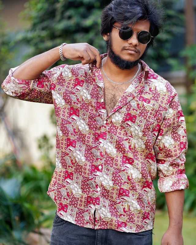 Cherry Pink Floral Abstract | Body Fit | Full Sleeves