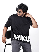 Rawscal Men’s Oversized Half Sleeve T-Shirt – Black