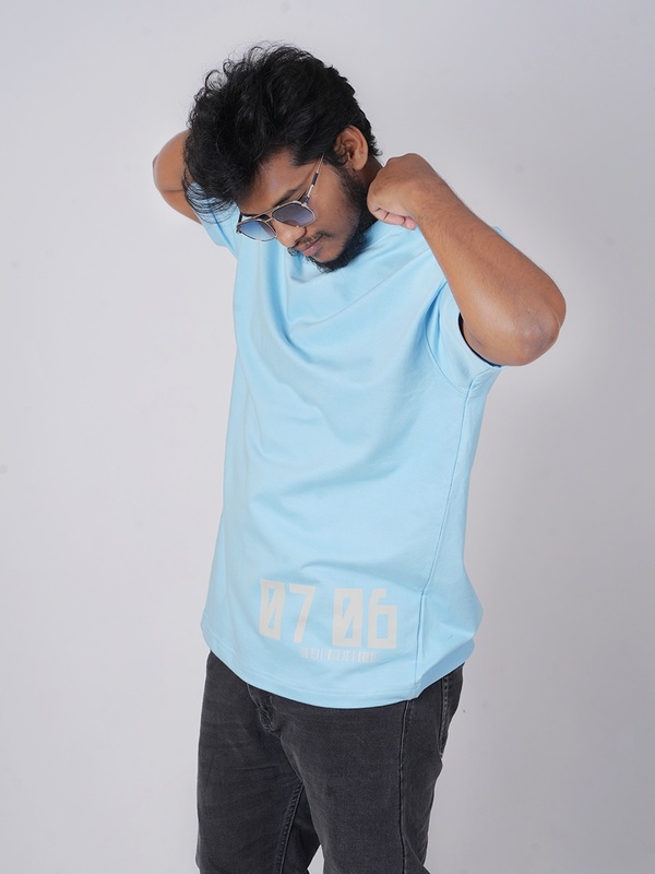 Pastel Sky Oversized Half sleeves T Shirt