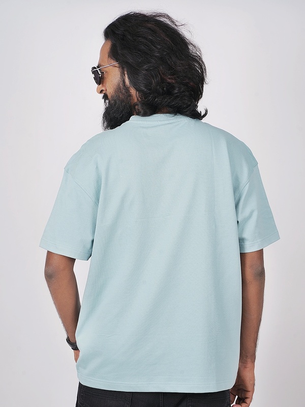 Rawscal Printed Sky Blue Oversized T Shirt Half sleeves