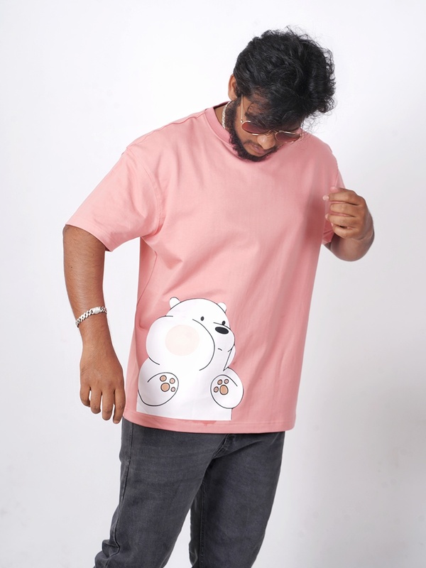 Funky Dusky Pink Half Sleeves - Oversized T shirt