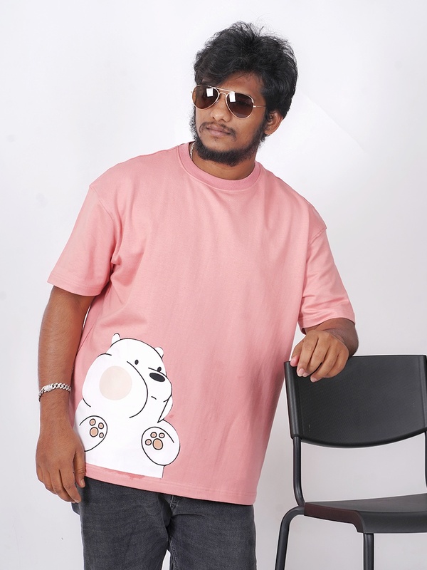 Funky Dusky Pink Half Sleeves - Oversized T shirt