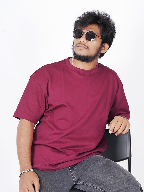 Astronaut Maroon | Over-Sized | Half Slevee