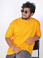 Rawscal Men’s Solid Yellow Oversized T-Shirt | Drop Shoulder | Minimalist Streetwear