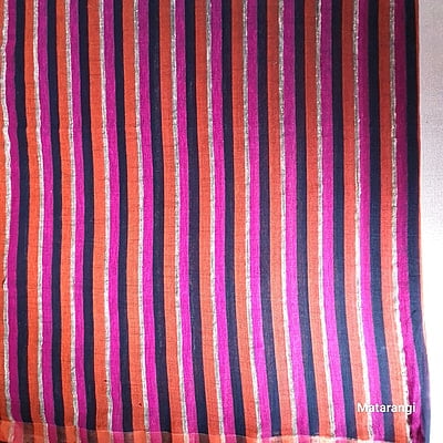 Magenta & Black Striped Pure Organic Handloom Linen Saree Magenta & Black Striped Pure Organic Handloom Linen Saree
