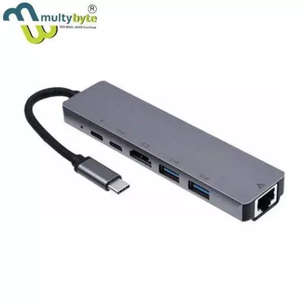 Multybyte 6-in-1 Ultra Slim Type-C Hub