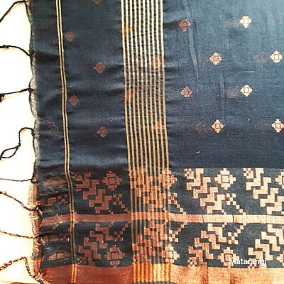 Black Khadi Handloom Saree with Broad Border Black Khadi Handloom Saree with Broad Border