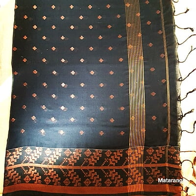 Black Khadi Handloom Saree with Broad Border Black Khadi Handloom Saree with Broad Border