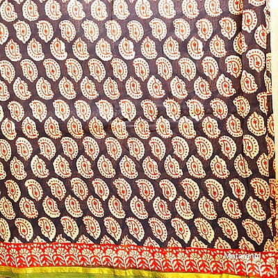 Black & Red Handblock Printed Organic Chanderi Silk Saree Black & Red Handblock Printed Organic Chanderi Silk Saree