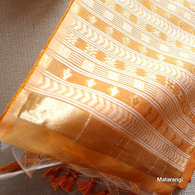 Pastel Orange Munga Jamdani Saree Pastel Orange Munga Jamdani Saree