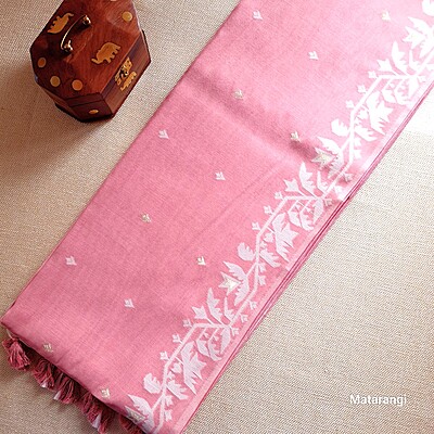 Pastel Pink Munga Jamdani Saree Pastel Pink Munga Jamdani Saree