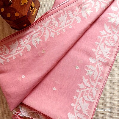 Pastel Pink Munga Jamdani Saree Pastel Pink Munga Jamdani Saree
