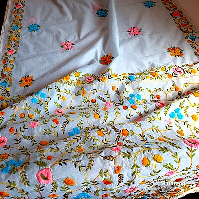 Light Blue Chapa Phulkari Chanderi Saree Light Blue Chapa Phulkari Chanderi Saree