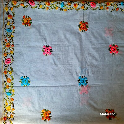 Light Blue Chapa Phulkari Chanderi Saree Light Blue Chapa Phulkari Chanderi Saree
