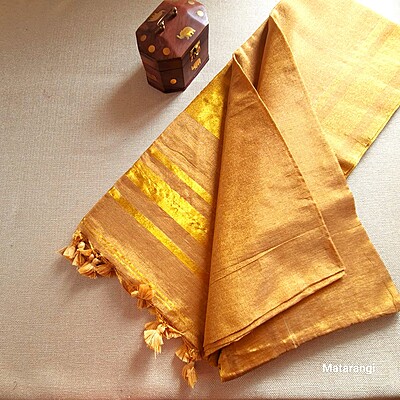 Matarangi Golden HL Linen Tissue Saree Matarangi Golden HL Linen Tissue Saree