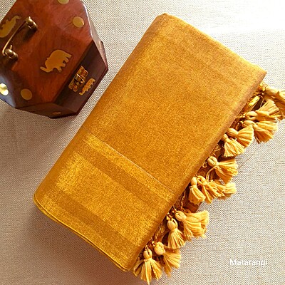 Golden Tissue Linen Saree Golden Tissue Linen Saree