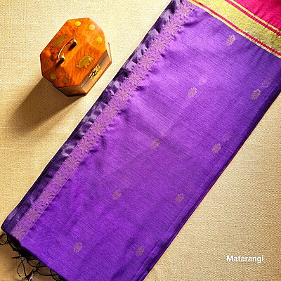 Violet & Magenta Handloom Cotton Silk Saree