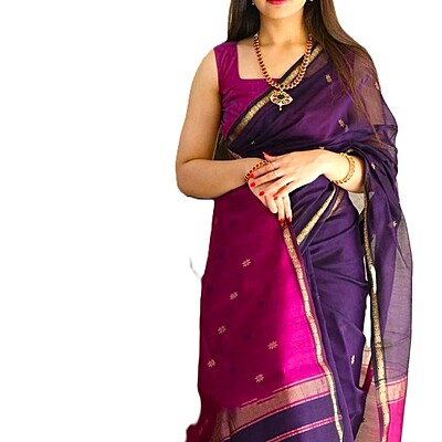 Violet & Magenta Handloom Cotton Silk Saree