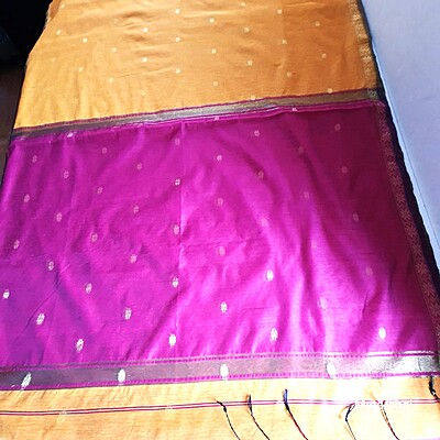 Mustard & Magenta Handloom Cotton Silk Saree Mustard & Magenta Handloom Cotton Silk Saree