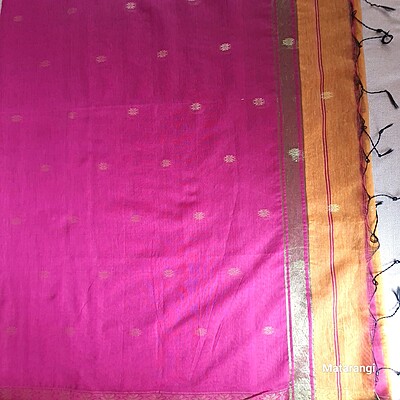 Mustard & Magenta Handloom Cotton Silk Saree Mustard & Magenta Handloom Cotton Silk Saree