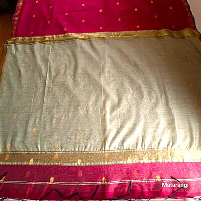Maroon & Grey Handloom Cotton Silk Saree Maroon & Grey Handloom Cotton Silk Saree