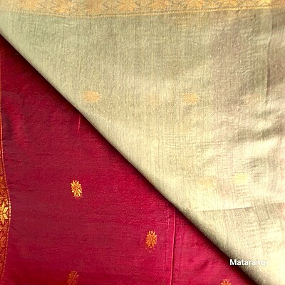 Maroon & Grey Handloom Cotton Silk Saree Maroon & Grey Handloom Cotton Silk Saree