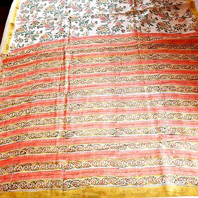 White Floral Hand Block Printed Organic Chanderi Silk Saree White Floral Hand Block Printed Organic Chanderi Silk Saree