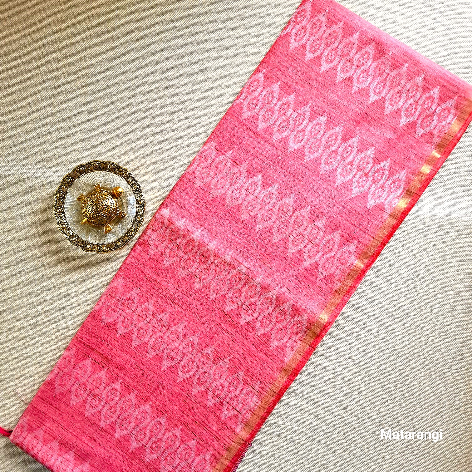 Matarangi Peach Semi Tussar Saree Matarangi Peach Semi Tussar Saree