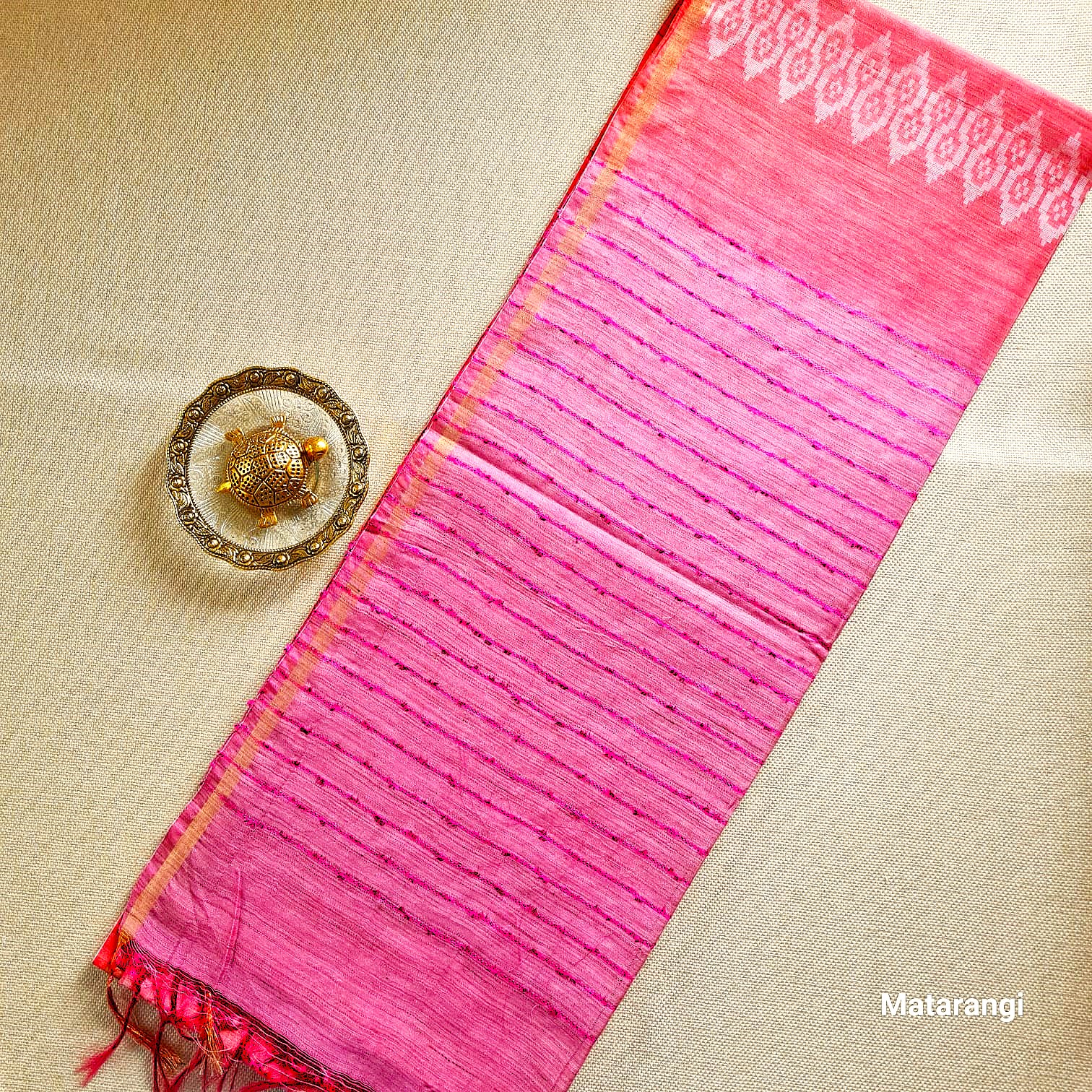 Matarangi Peach Semi Tussar Saree Matarangi Peach Semi Tussar Saree