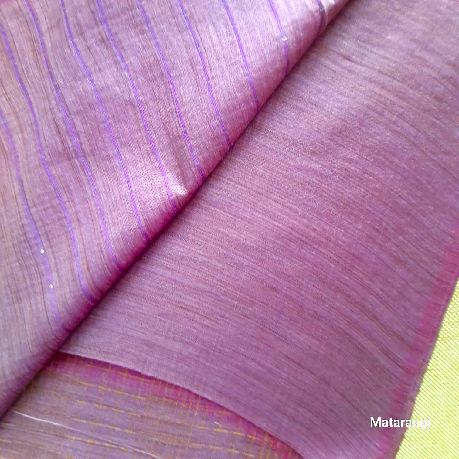 Matarangi Purple Semi Tussar Saree Kantha Matarangi Purple Semi Tussar Saree Kantha