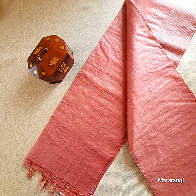 Matarangi Chocolate Brown Semi Tussar Striped woven saree Matarangi Chocolate Brown Semi Tussar Striped woven saree